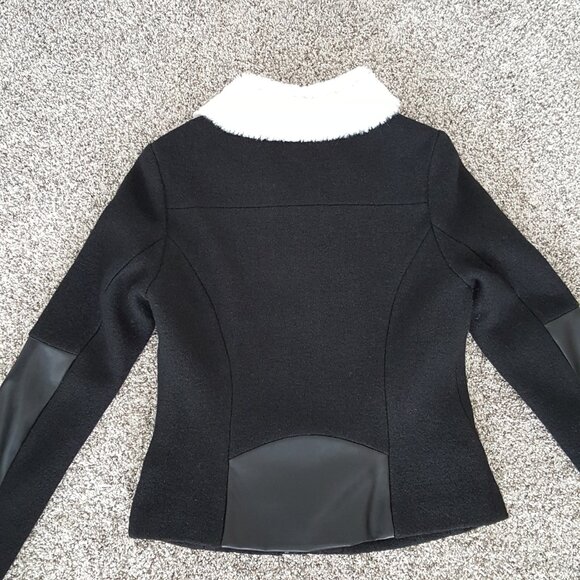 NEW Ivanka Trump Faux Shearling Leather Biker Moto Jacket Coat Wool Sherpa Black - Picture 13 of 14
